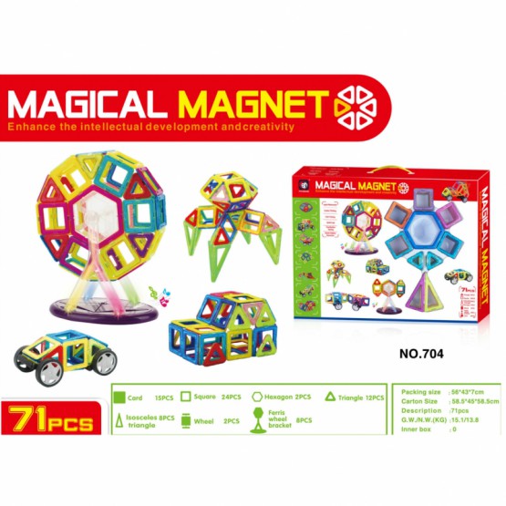 Kolorowe klocki magnetyczne MAGICAL MAGNET 71 SZT. E1
