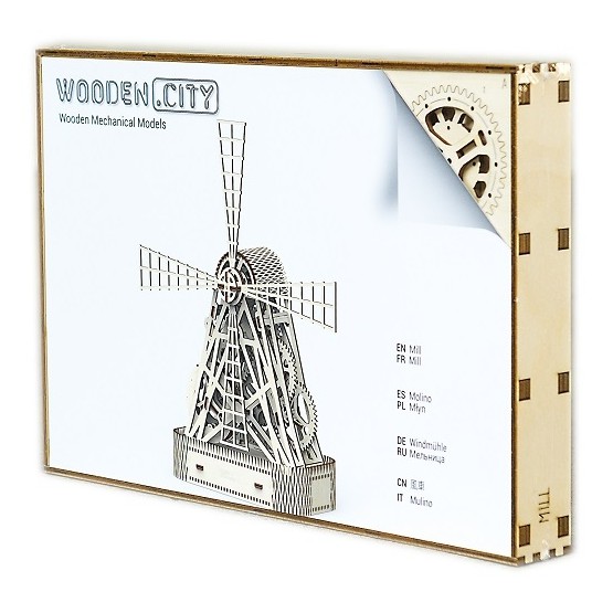 Drewniane puzzle mechaniczne 3D Wooden.City - Wiatrak T1