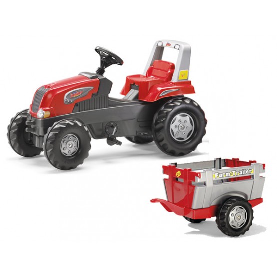 Rolly Toys Traktor Junior RT Czerwony z Przyczepą