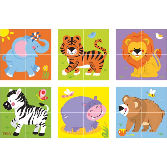 VIGA Kostki Logiczne Puzzle - Zoo