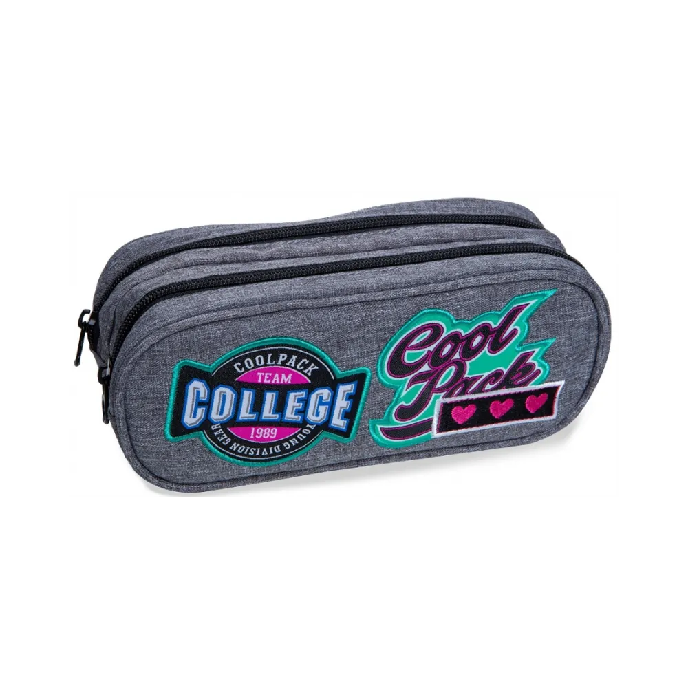 PIÓRNIK SASZETKA PODWÓJNA CLEVER BADGES G GREY