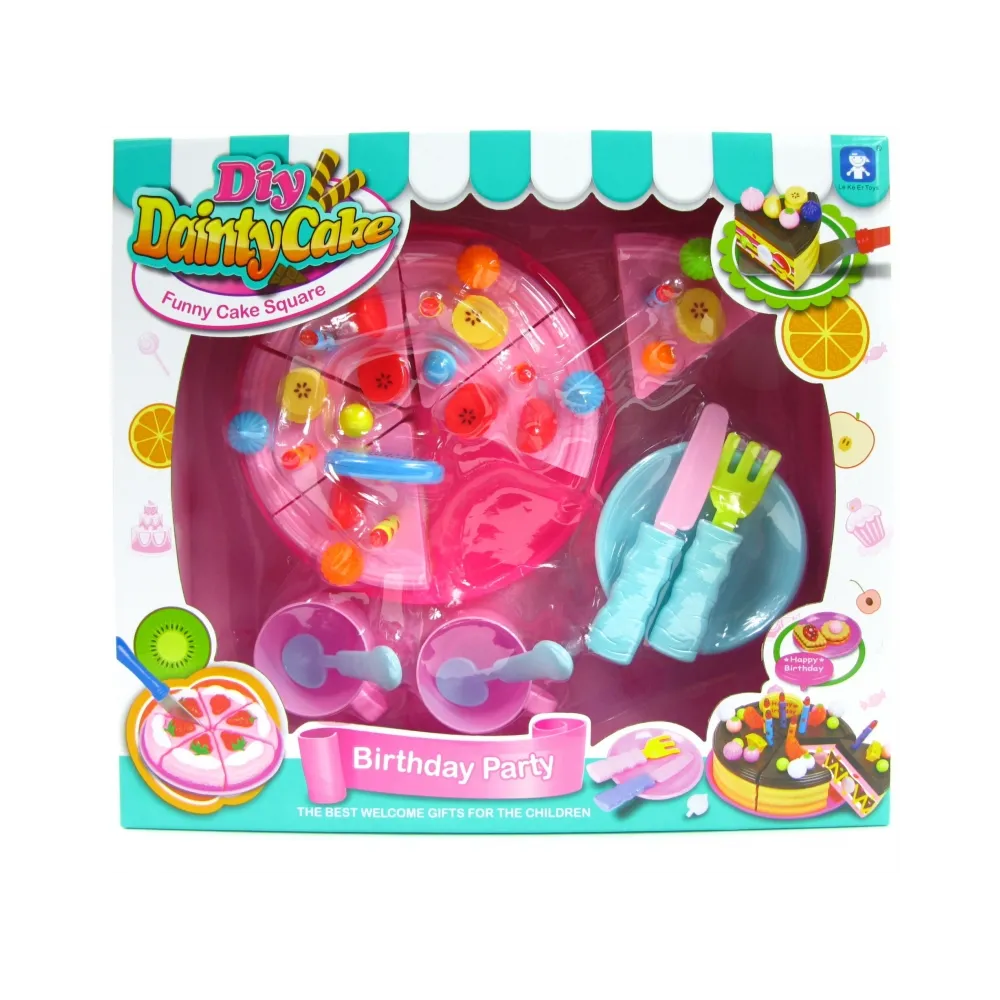 TORT URODZINOWY DO KROJENIA NACZYNIA SZTUĆCE RÓŻOWY