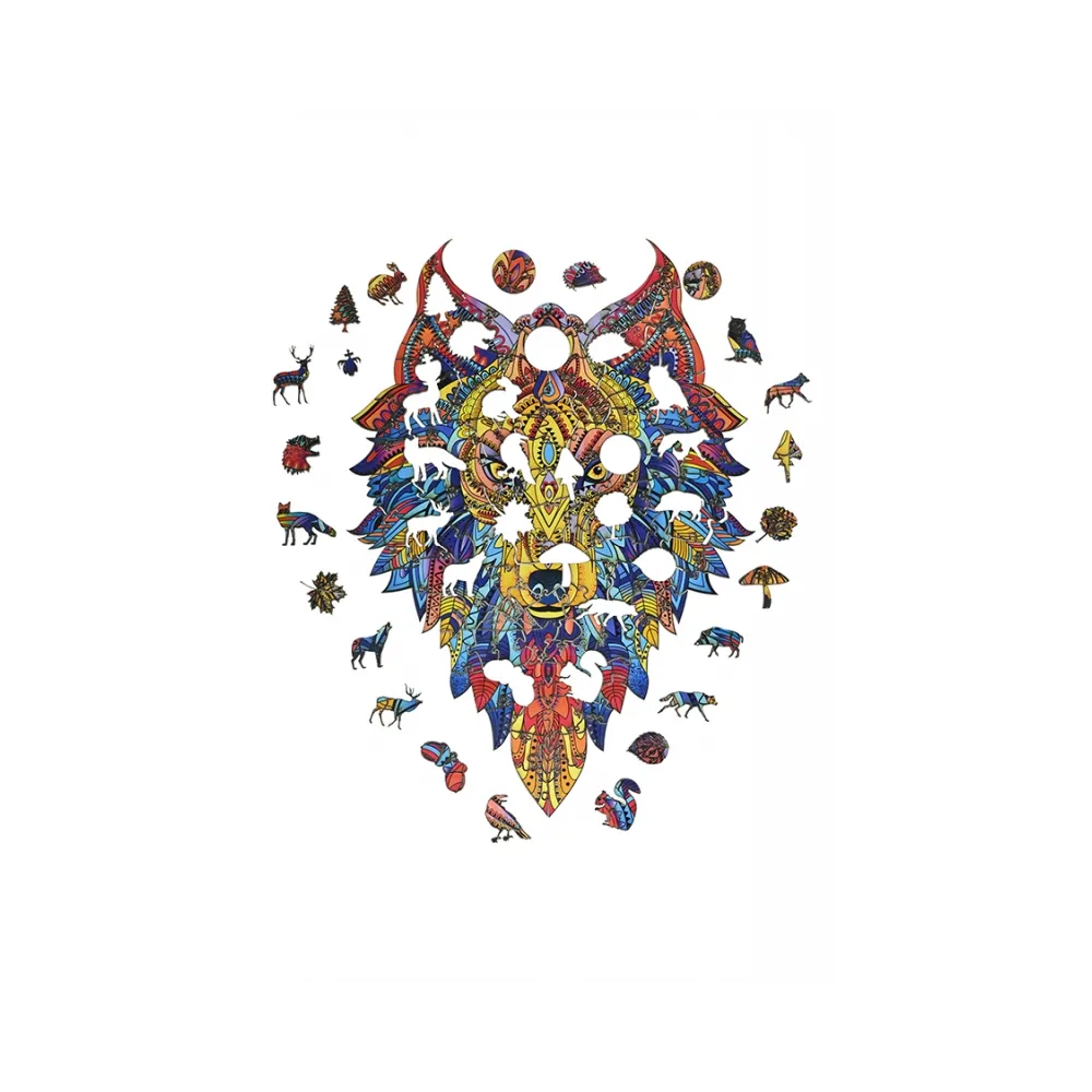 EKOLOGICZNE DREWNIANE PUZZLE TAJEMNICZY WILK 140 zabaweczka