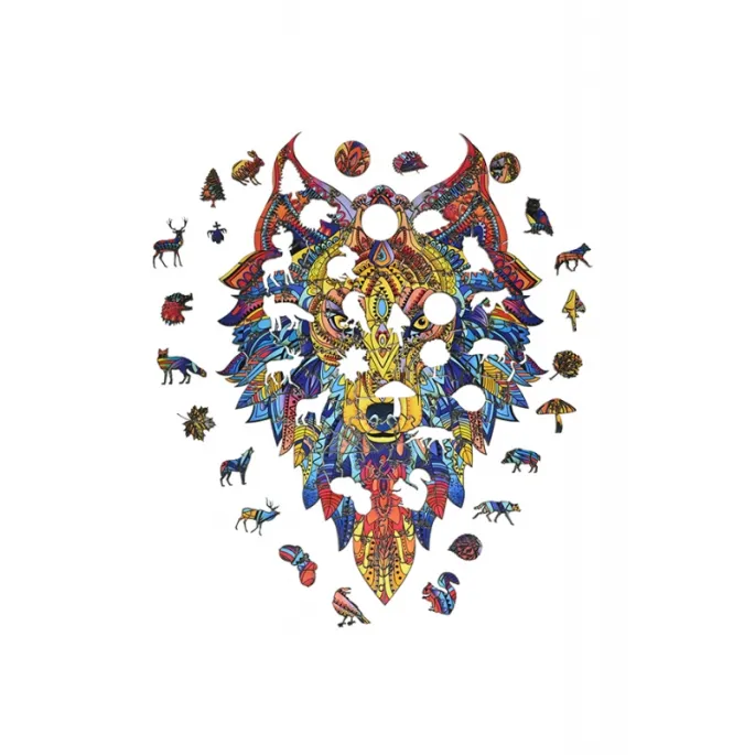 Zestaw puzzli z wilkiem w lesie