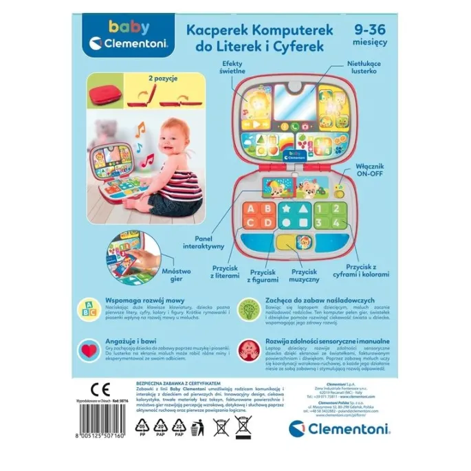 Laptop Kacperek z efektami świetlnymi dla maluchów.