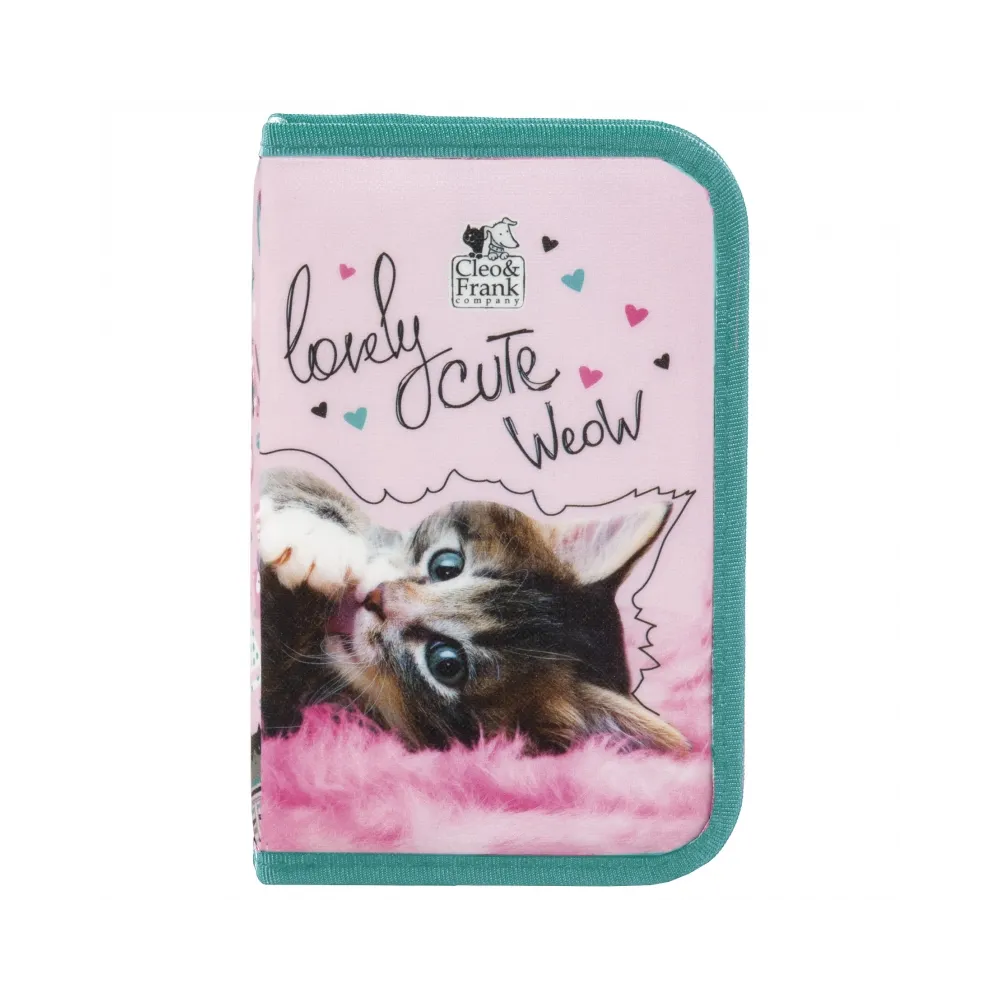 Piórnik dwuklapkowy z wyposażeniem Cleo i Frank Kotek