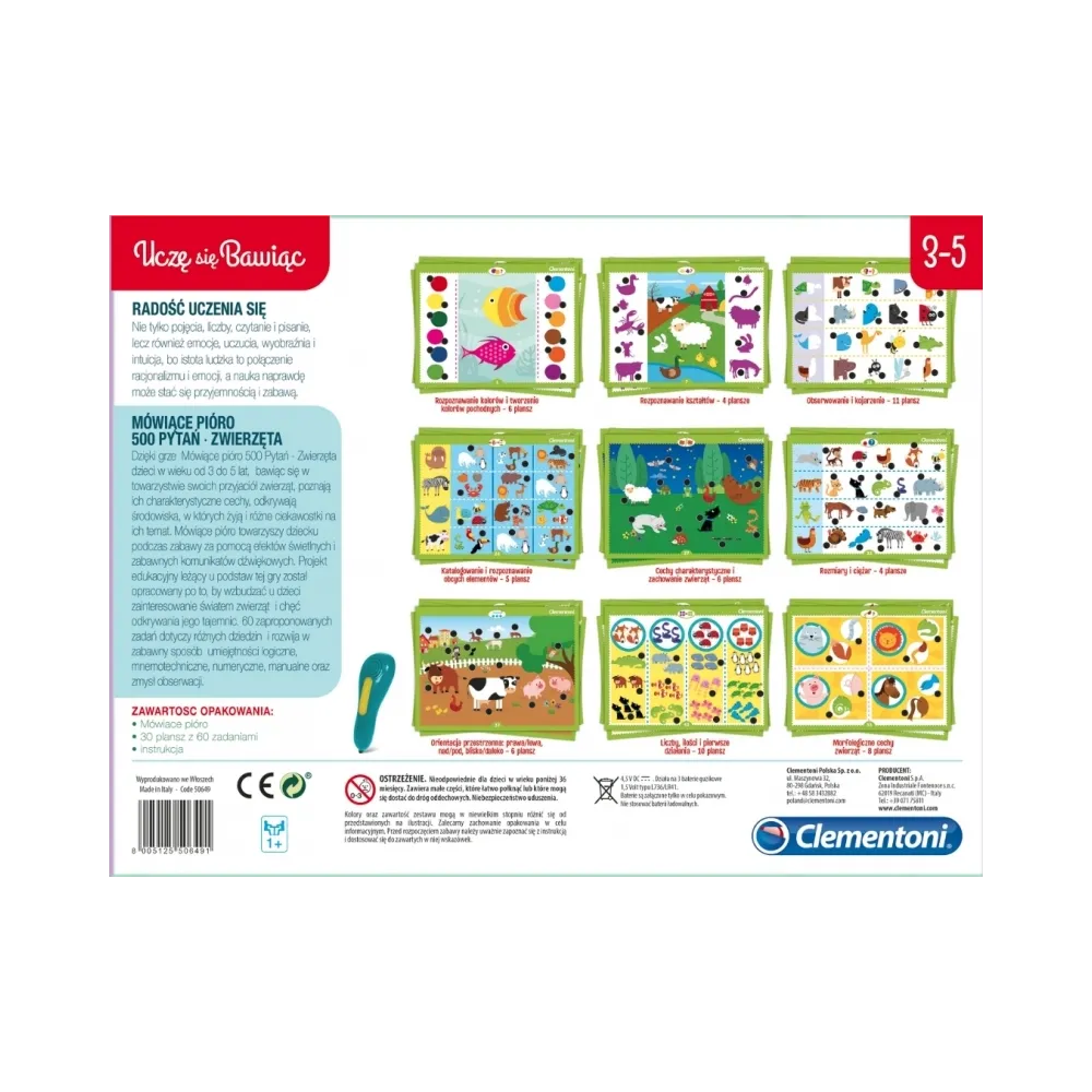 Mówiące pióro 500 pytań zwierzęta Clementoni G3