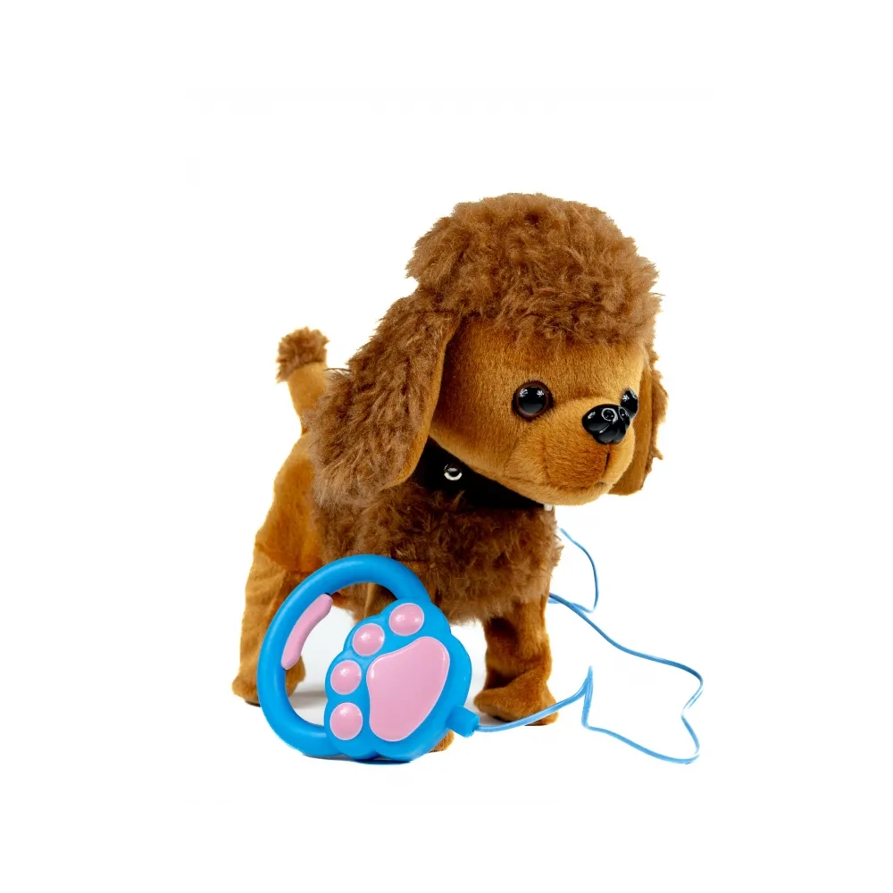 Interaktywny piesek z muzyką i kartonowym domkiem do zabawy.