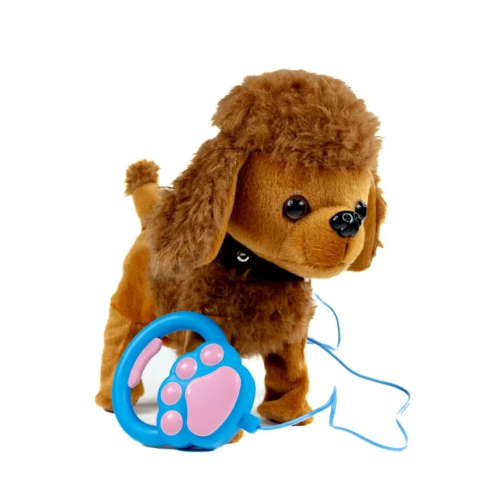 Interaktywny piesek z muzyką i kartonowym domkiem do zabawy.