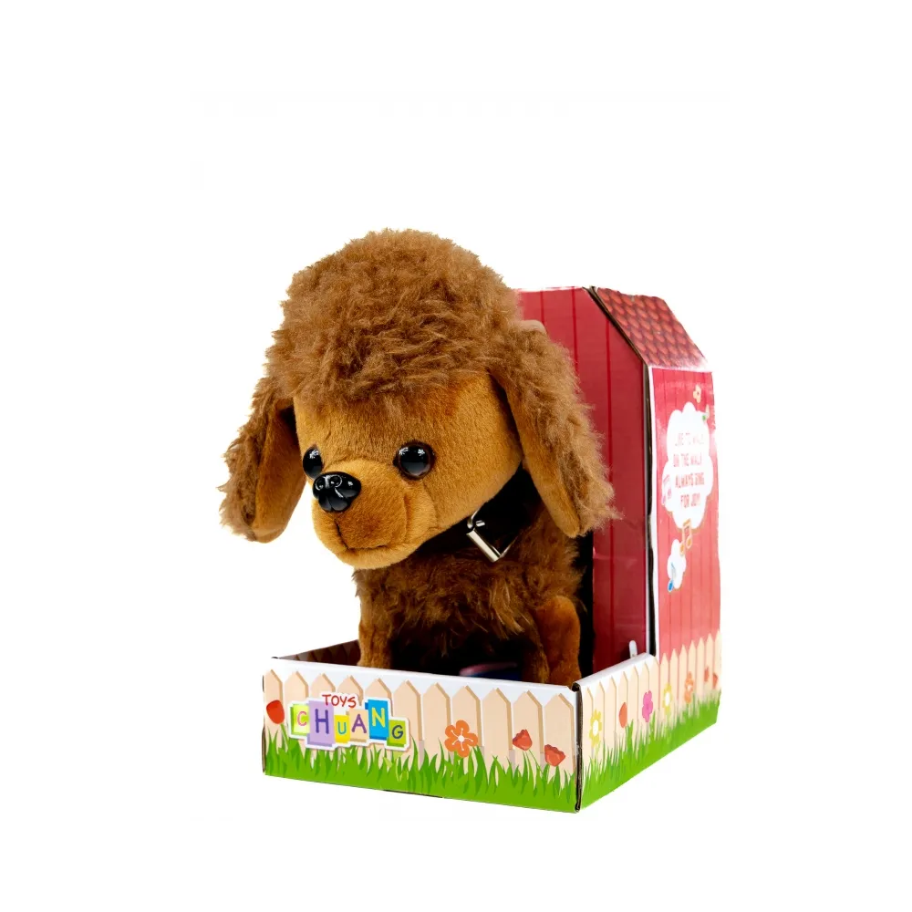 Zabawka dla dzieci - chodzący Pudel z ruchomymi elementami.