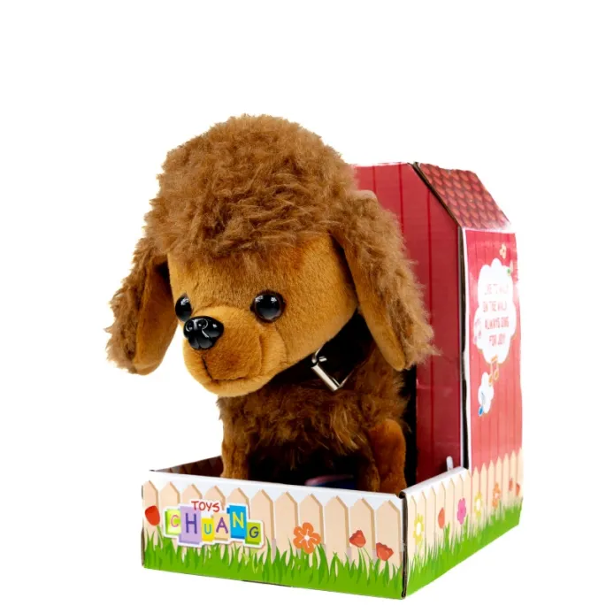 Zabawka dla dzieci - chodzący Pudel z ruchomymi elementami.