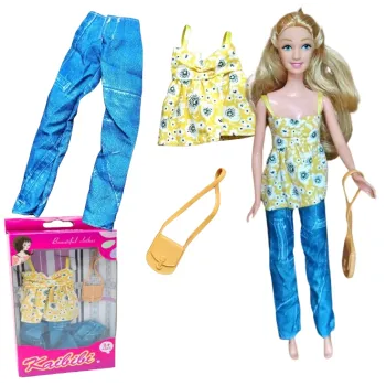 Ubranka dla Lalek SPODNIE BLUZKA TOREBKA Ciuchy A1