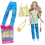 Ubranka dla Lalek SPODNIE BLUZKA TOREBKA Ciuchy A1