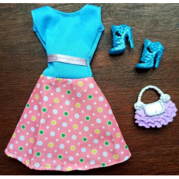 Ubranka dla Lalek SUKNIA BUTY TOREBKA sukienka A1