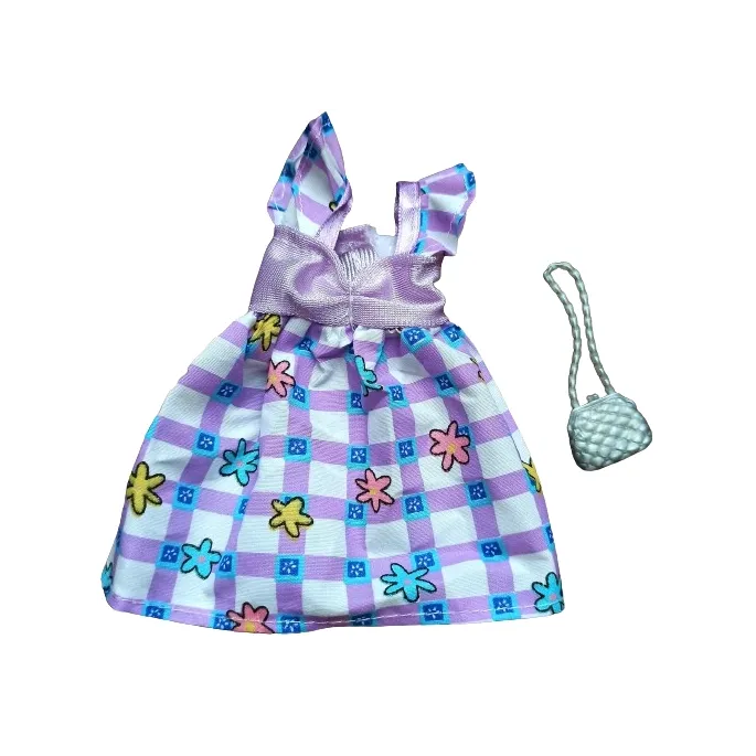 Kolorowa sukienka i torebka dla lalek 30cm