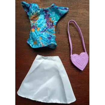 Ubranka dla Lalek SPÓDNICA BLUZKA TOREBKA spódniczka A1