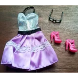 Ubranka dla Lalek SUKIENKA OKULARY BUTY spódniczka A1