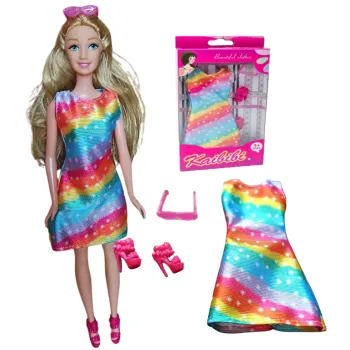 Ubranka dla Lalek SUKIENKA OKULARY BUTY suknia Ciuchy A1