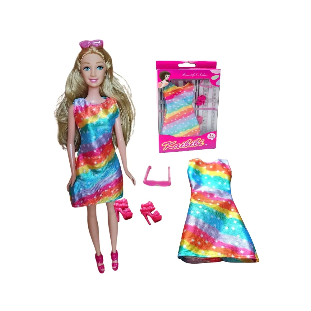 Ubranka dla Lalek SUKIENKA OKULARY BUTY suknia Ciuchy A1