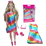 Ubranka dla Lalek SUKIENKA OKULARY BUTY suknia Ciuchy A1