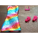 Ubranka dla Lalek SUKIENKA OKULARY BUTY suknia Ciuchy A1