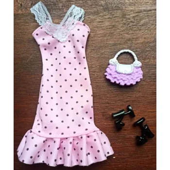 Ubranka dla Lalek SUKNIA TOREBKA BUTY sukienka Ciuchy A1