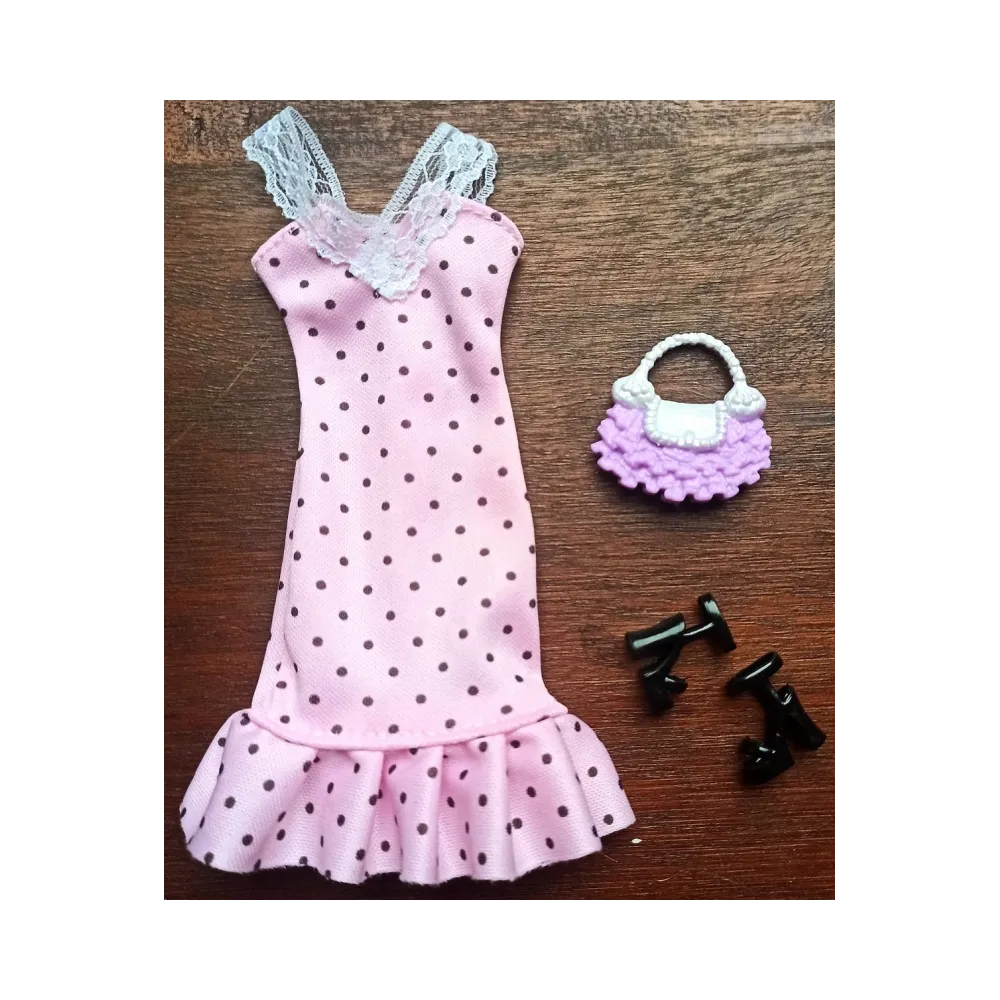 Ubranka dla Lalek SUKNIA TOREBKA BUTY sukienka Ciuchy A1