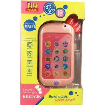 Edukacyjny telefon smartfon kogucik różowy UczniaczekCZ