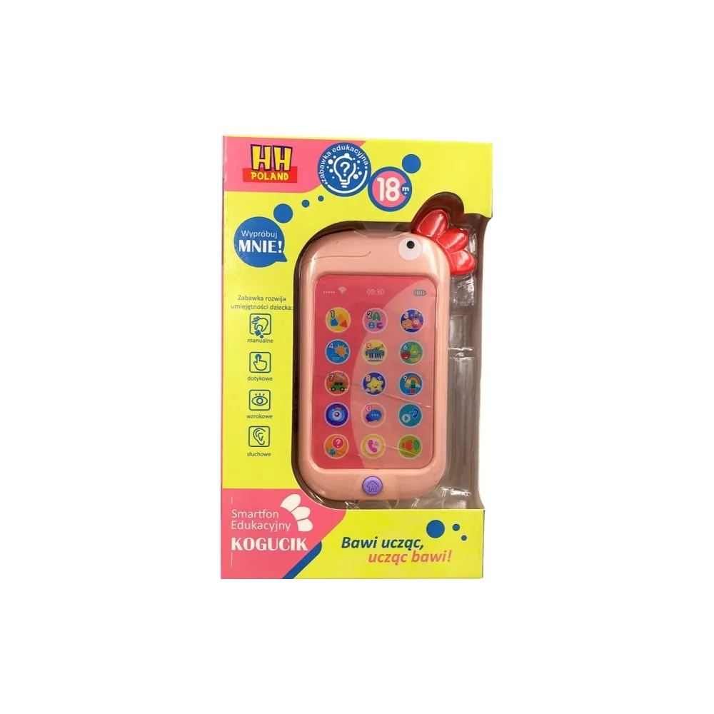 Edukacyjny telefon smartfon kogucik różowy UczniaczekCZ