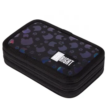 Piórnik dwupoziomowy z wyposażeniem Black cats PC-04 kotyG2