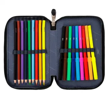 Piórnik dwupoziomowy z wyposażeniem Black cats PC-04 kotyG2