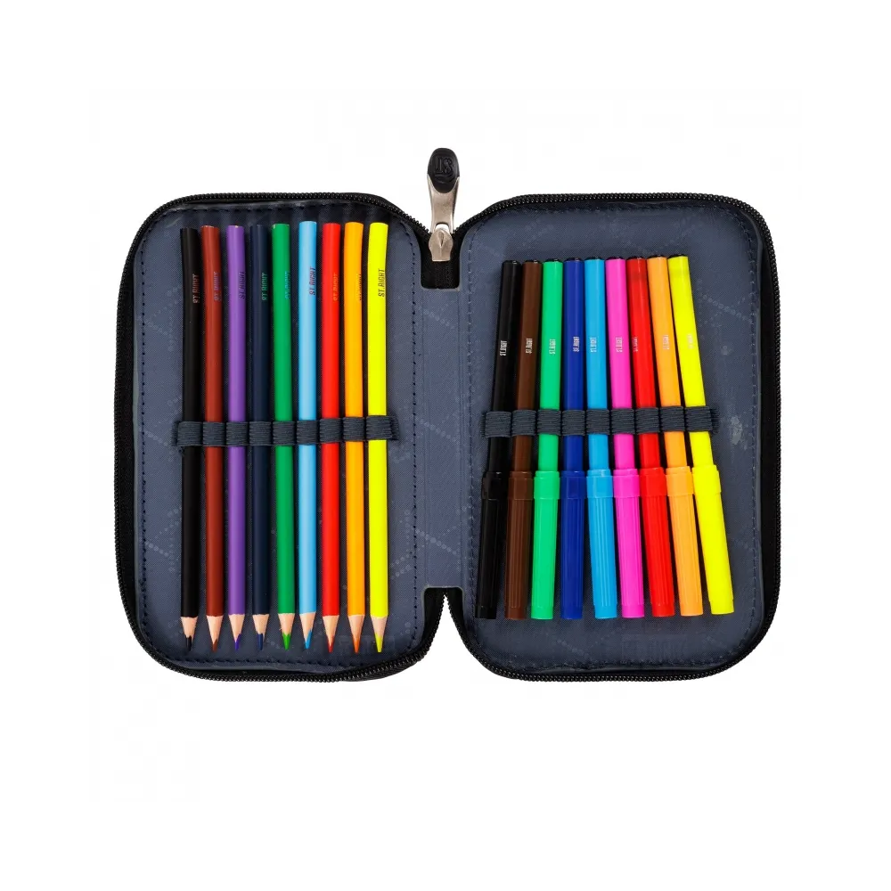 Piórnik dwupoziomowy z wyposażeniem Black cats PC-04 kotyG2