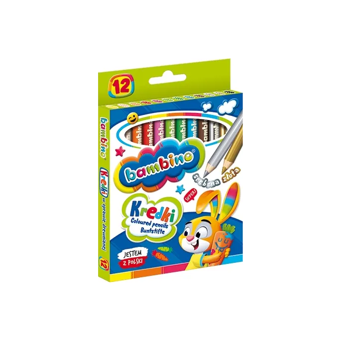 Zestaw 12 kolorowych kredek drewnianych dla małych artystów