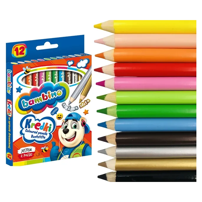 Ergonomiczne kredki w różnych kolorach, idealne do rysowania