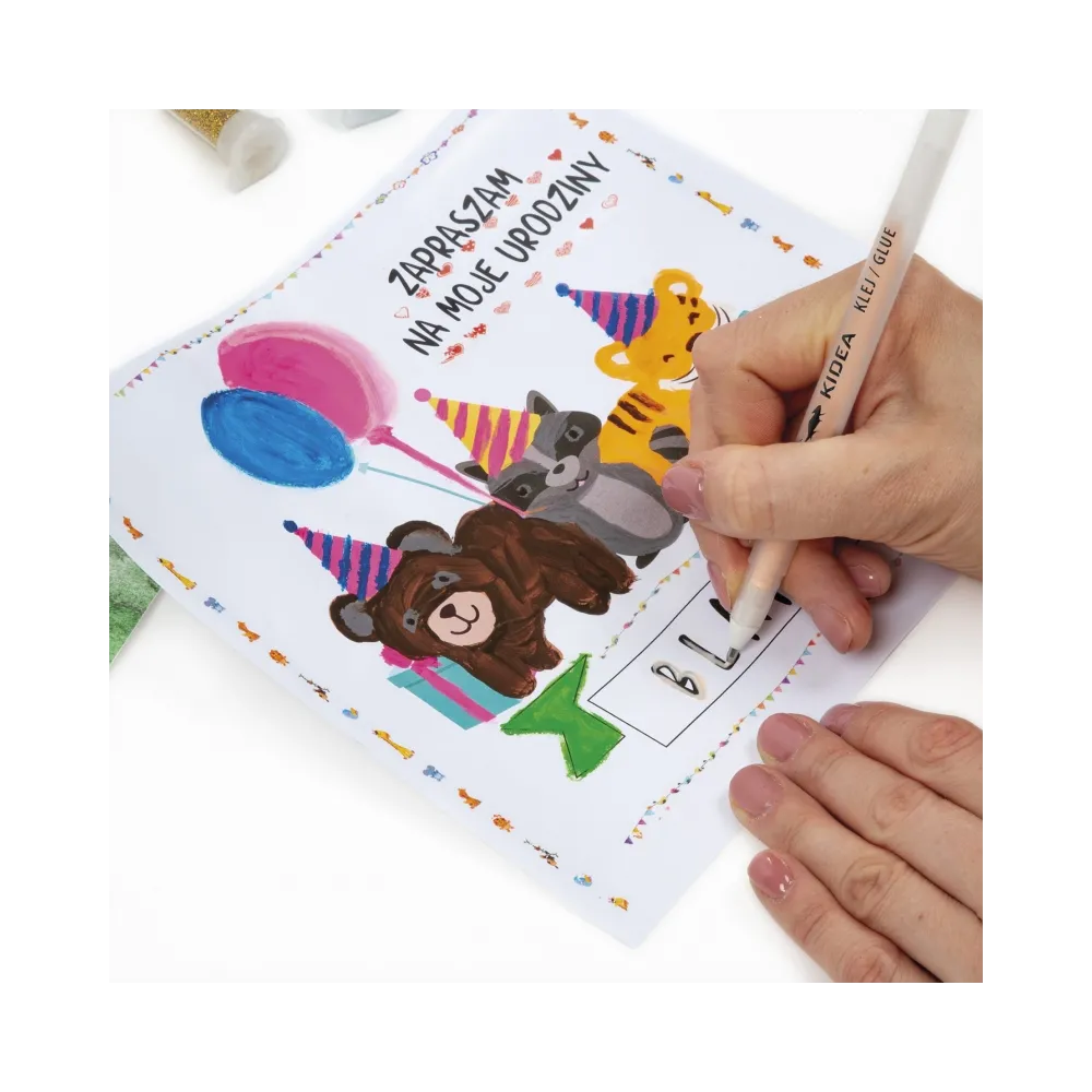 Zestaw klejów z brokatem do tworzenia unikalnych dekoracji.