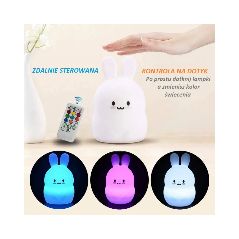 Śliczny Króliczek Lampka silikonowa na pilotaCZ