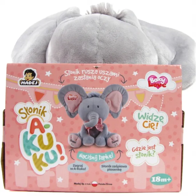 Słonik Akuku w różowym kolorze do zabawy