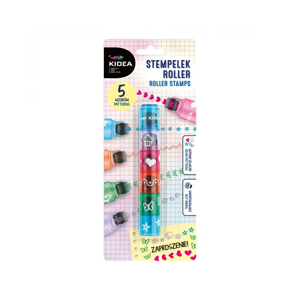 Stempelek roller pieczątki kolorowe 5 sztuk Kidea G2