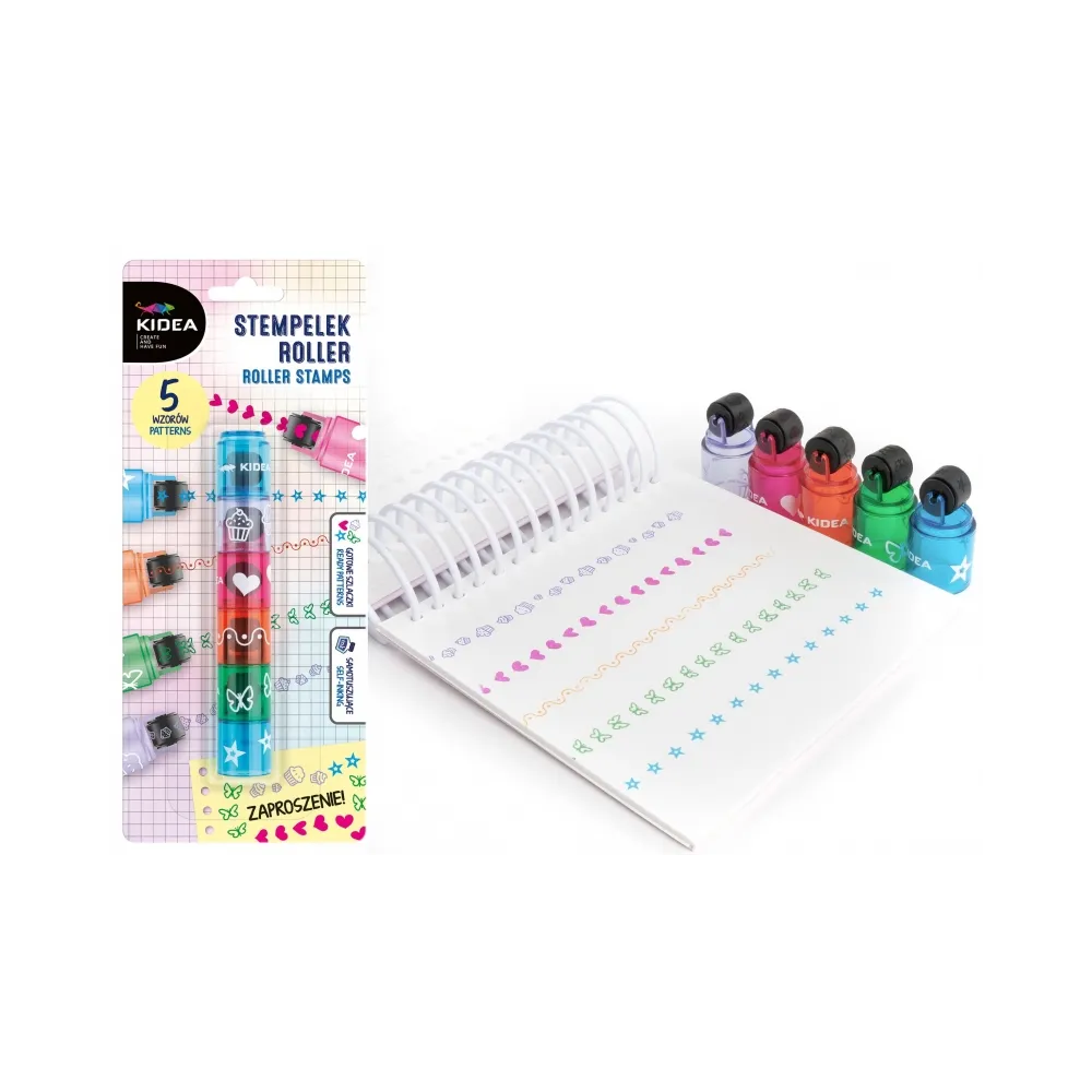 Stempelek roller pieczątki kolorowe 5 sztuk Kidea G2
