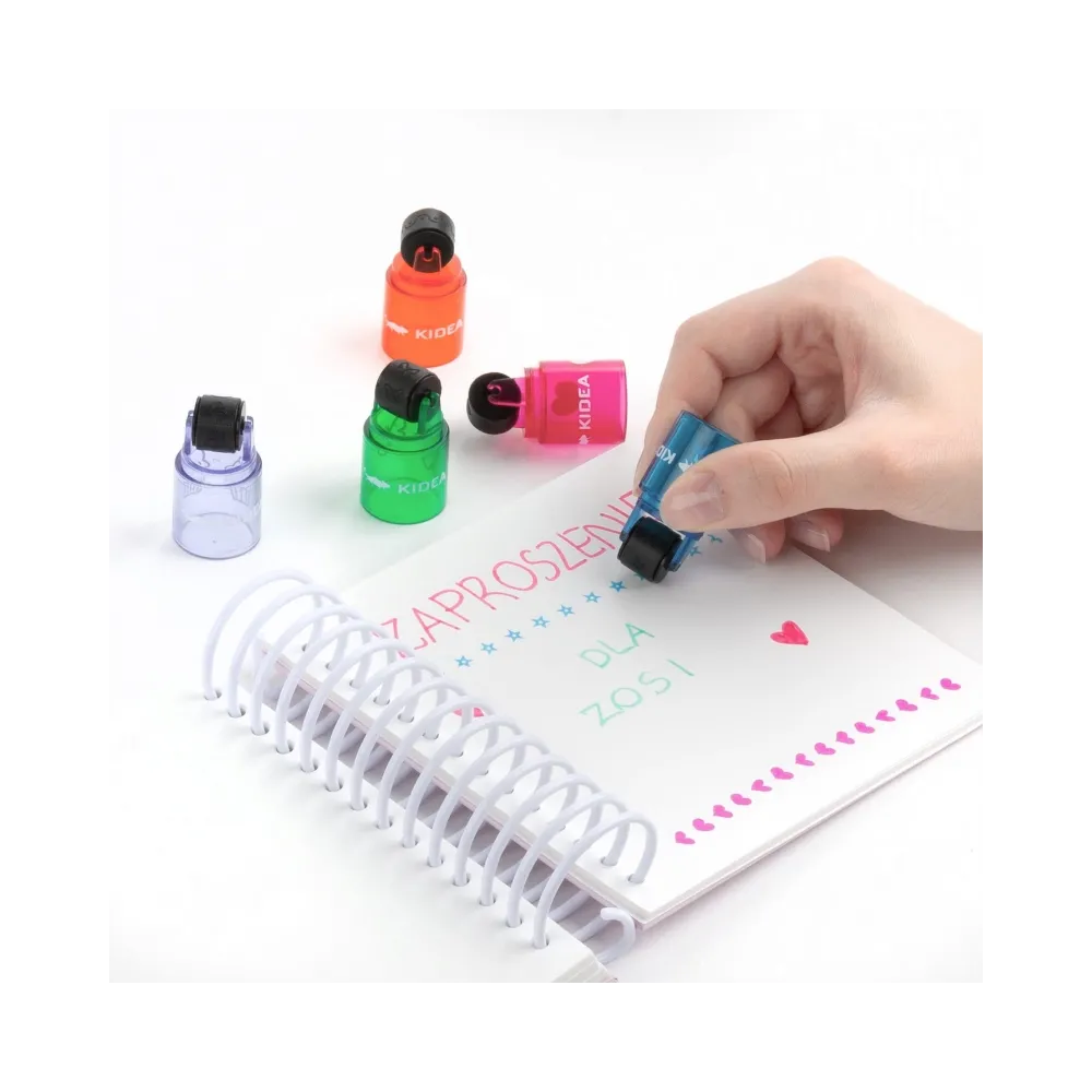 Stempelek roller pieczątki kolorowe 5 sztuk Kidea G2