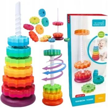 Kolorowa Tęczowa Wieża Piramidka 40 cm 6 dysków G2