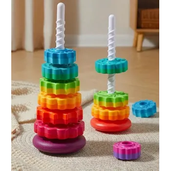 Kolorowa Tęczowa Wieża Piramidka 40 cm 6 dysków G2