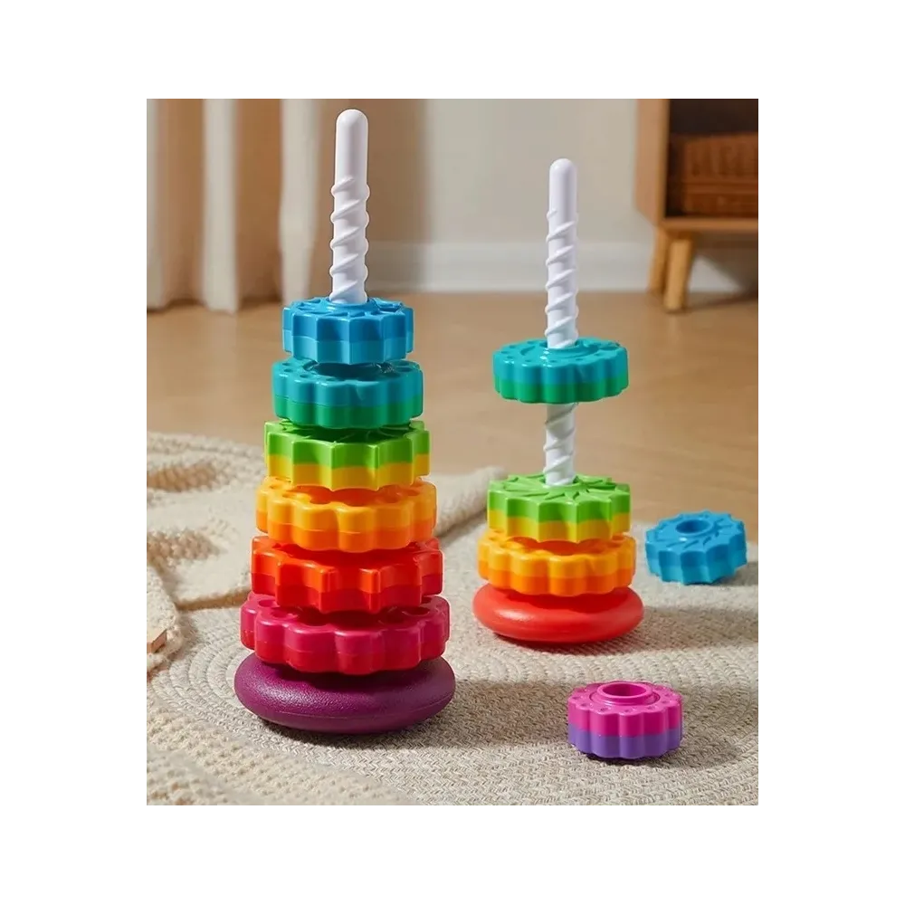 Kolorowa Tęczowa Wieża Piramidka 40 cm 6 dysków G2