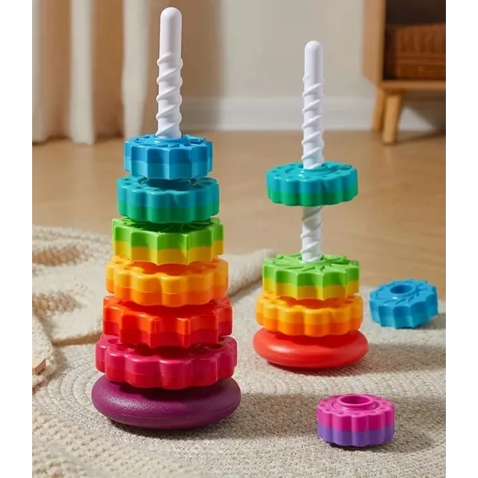 Zabawka Tęczowa Wieża rozwijająca umiejętności manualne