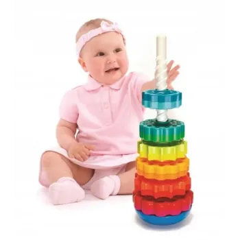 Kolorowa Tęczowa Wieża Piramidka 40 cm 6 dysków G2