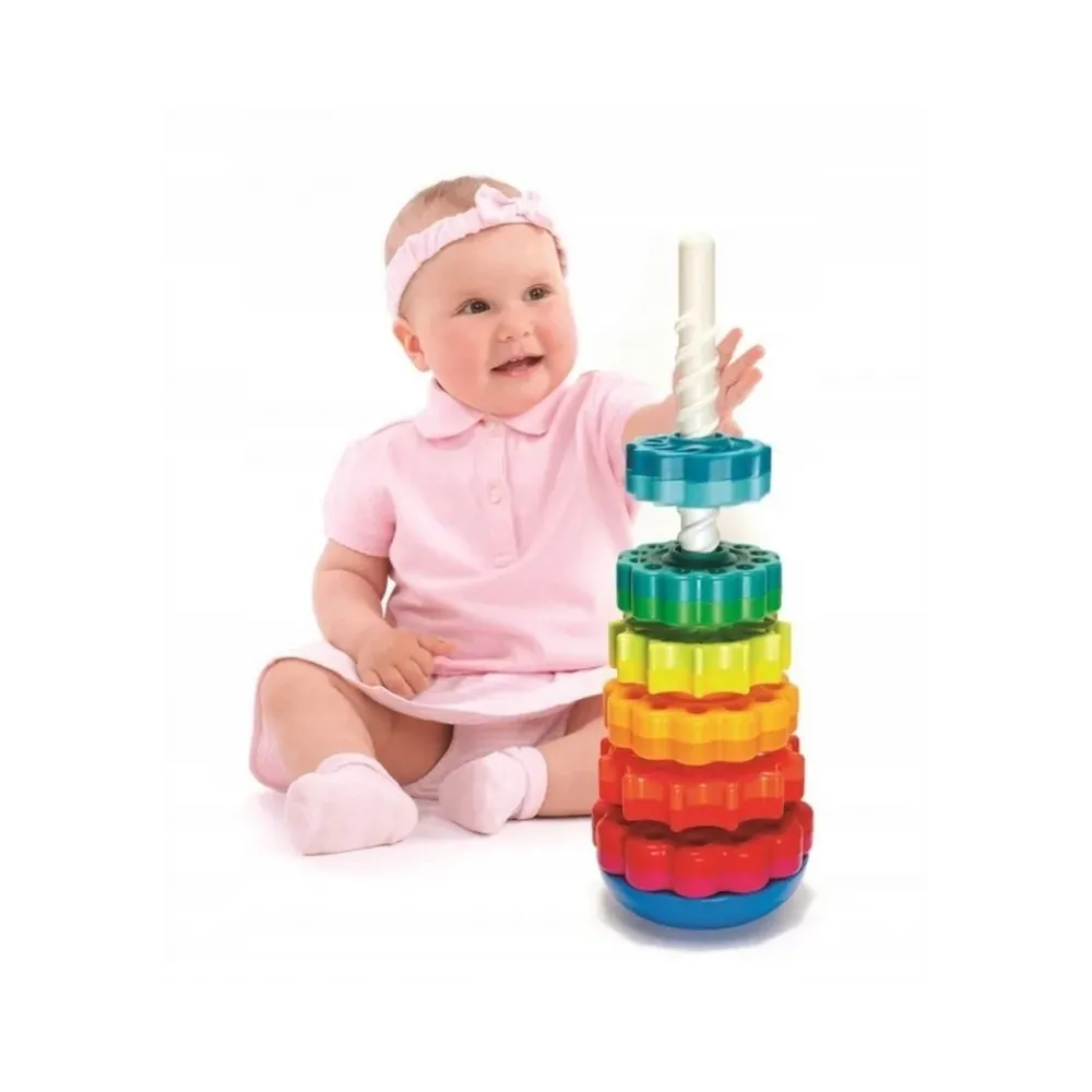 Kolorowa Tęczowa Wieża Piramidka 40 cm 6 dysków G2