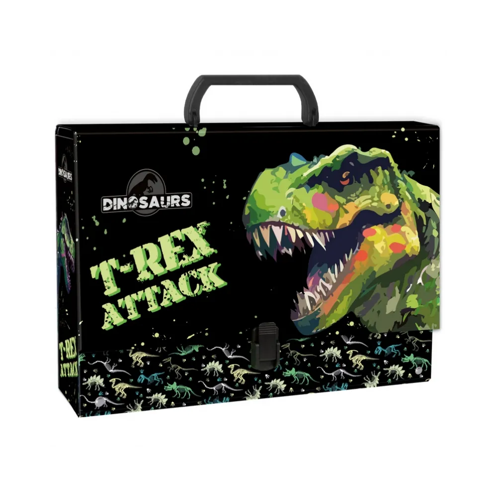 Sztywna teczka z rączką dla dzieci w kształcie dinozaura