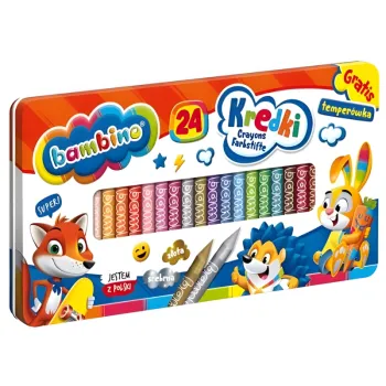 Kredki Bambino 24 Kolory + Temperówka  Metalowe PudełkoG2