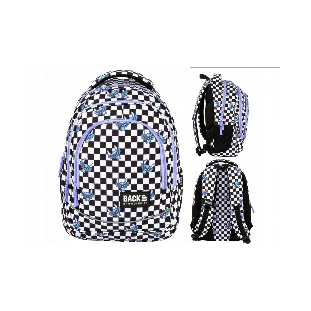 Plecak Szkolny Trzykomorowy Nietoperz Szachownica BackUPG2