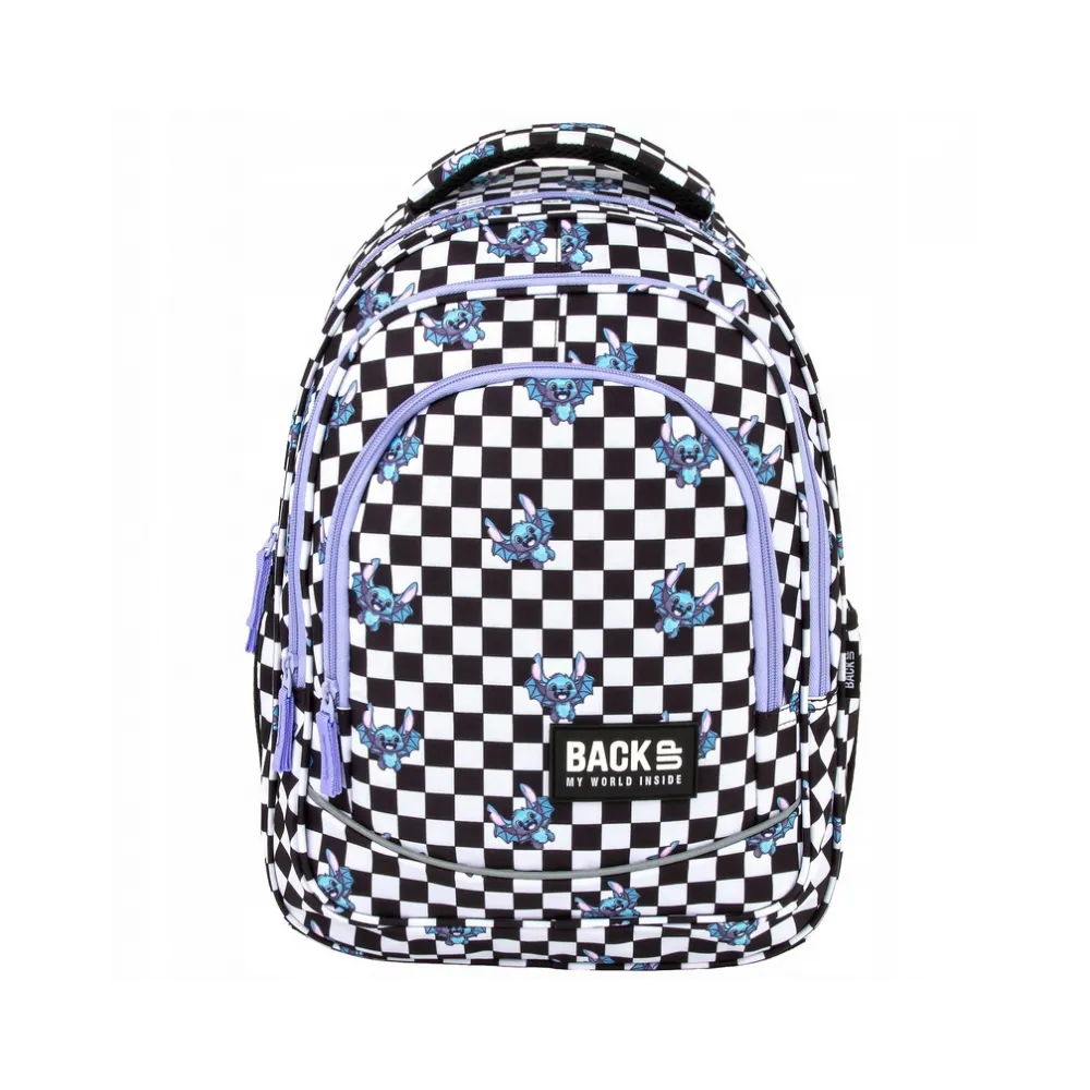 Plecak Szkolny Trzykomorowy Nietoperz Szachownica BackUPG2